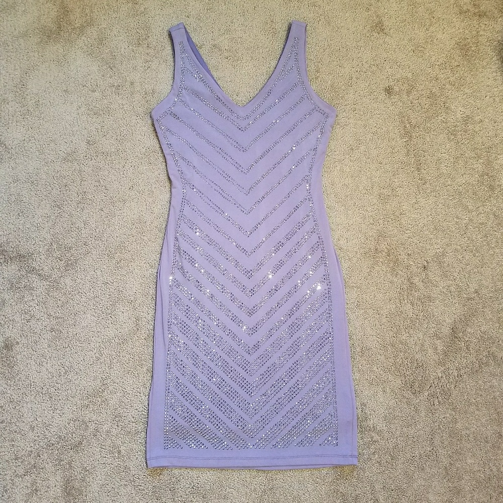 NWT Carmen Marc Valvo Lavendar Embellished Dress - Picture 1 of 4